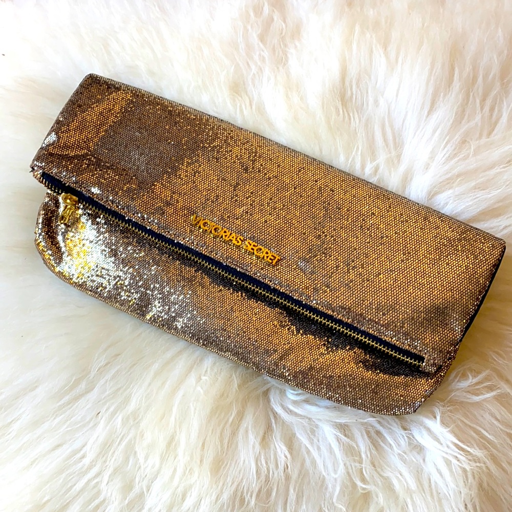 Victoria’s Secret gold glitter limited edition fold over clutch! Brand New